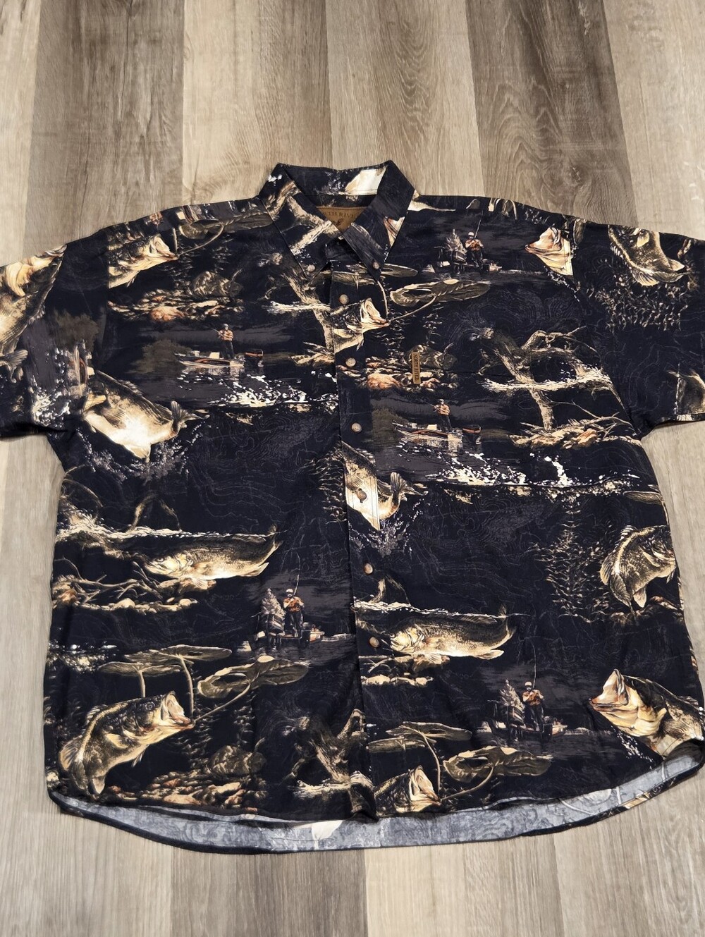 North River Outfitters Button Shirt Mens XLarge Black Short Sleeve Bass